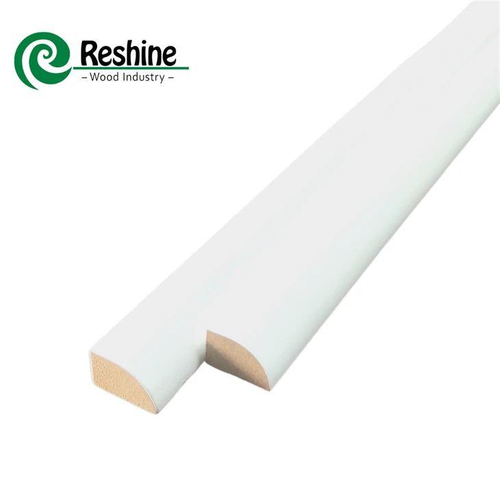 Żarbun tal-Mouldings Żgħar tal-Injam Ipprajmat Abjad tal-Ispejjeż jew Kwart Tond Għal Baseboard